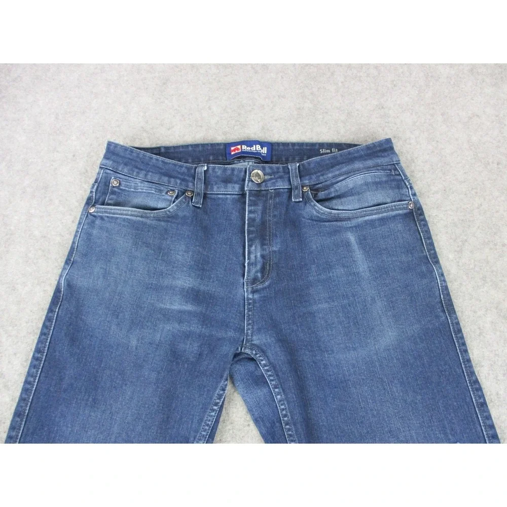 Red Bull Jeans Mens 33x32 Blue Slim Fit Straight Leg Stretch Denim Dark Wash